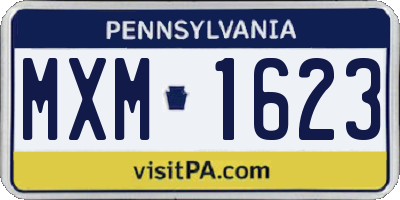 PA license plate MXM1623