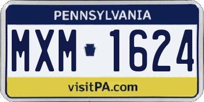 PA license plate MXM1624