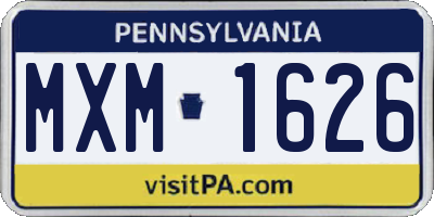 PA license plate MXM1626