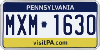 PA license plate MXM1630
