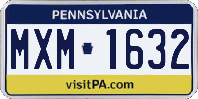 PA license plate MXM1632