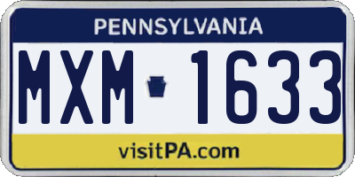 PA license plate MXM1633