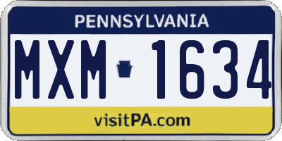 PA license plate MXM1634