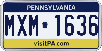 PA license plate MXM1636