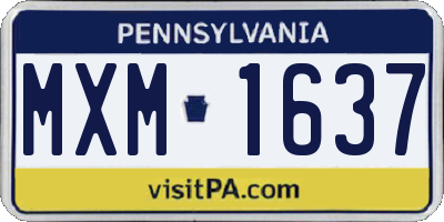 PA license plate MXM1637