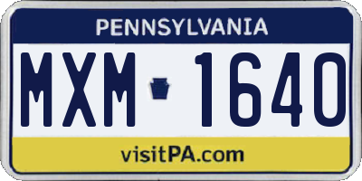 PA license plate MXM1640