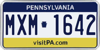 PA license plate MXM1642