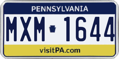 PA license plate MXM1644