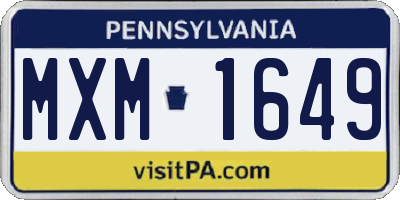 PA license plate MXM1649