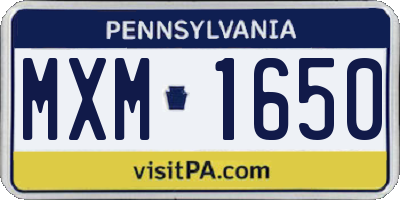 PA license plate MXM1650