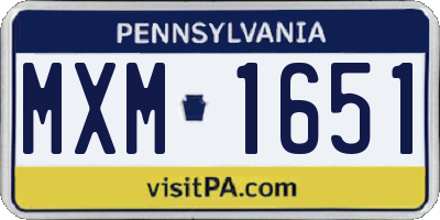 PA license plate MXM1651