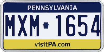PA license plate MXM1654