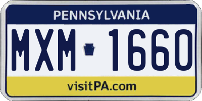 PA license plate MXM1660