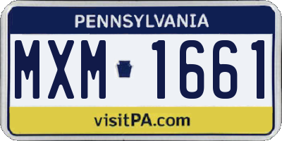 PA license plate MXM1661