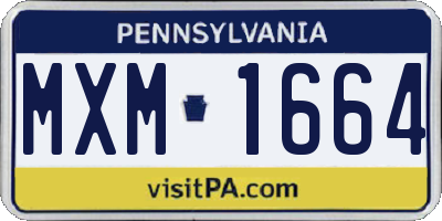 PA license plate MXM1664
