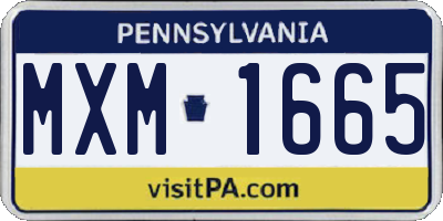 PA license plate MXM1665