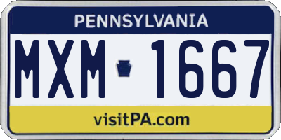 PA license plate MXM1667
