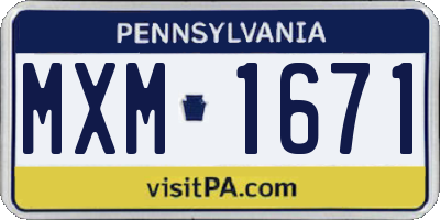 PA license plate MXM1671