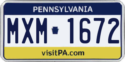 PA license plate MXM1672