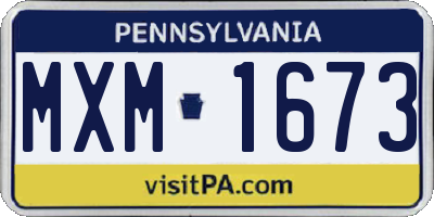 PA license plate MXM1673
