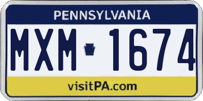 PA license plate MXM1674