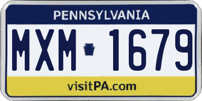PA license plate MXM1679