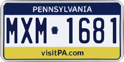 PA license plate MXM1681