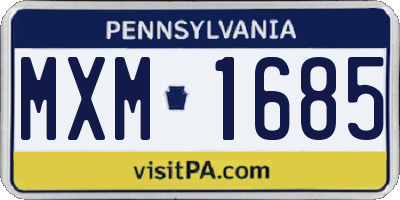 PA license plate MXM1685
