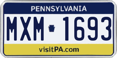 PA license plate MXM1693