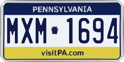 PA license plate MXM1694