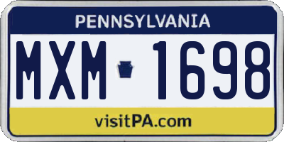 PA license plate MXM1698