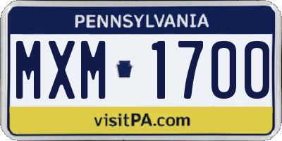 PA license plate MXM1700