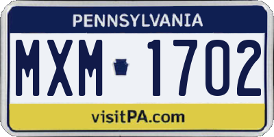PA license plate MXM1702