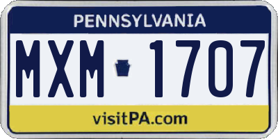 PA license plate MXM1707
