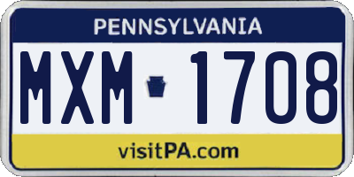 PA license plate MXM1708