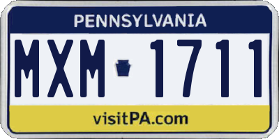 PA license plate MXM1711