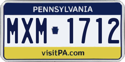 PA license plate MXM1712