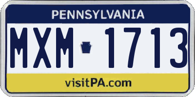 PA license plate MXM1713