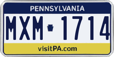 PA license plate MXM1714