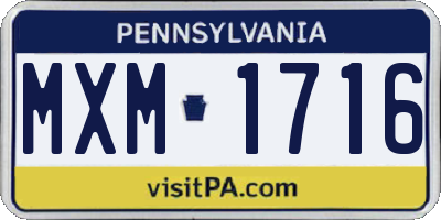 PA license plate MXM1716