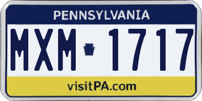 PA license plate MXM1717
