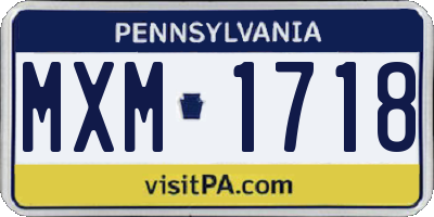 PA license plate MXM1718