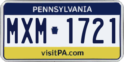 PA license plate MXM1721