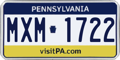 PA license plate MXM1722