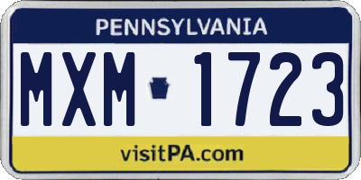 PA license plate MXM1723