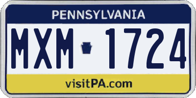 PA license plate MXM1724