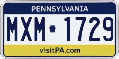 PA license plate MXM1729