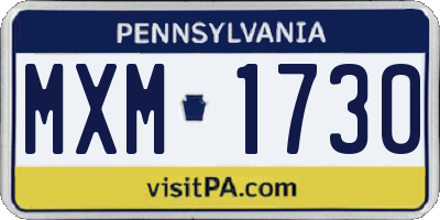 PA license plate MXM1730