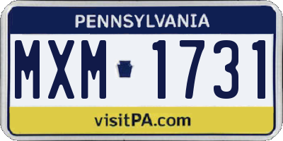 PA license plate MXM1731