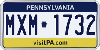 PA license plate MXM1732